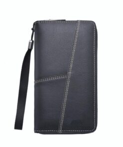 Belijoeuri, Portefeuille Homme Grande Capacité Noir | Élégant avec Fermeture Éclair et 12+ Emplacements | Idéal pour Hom