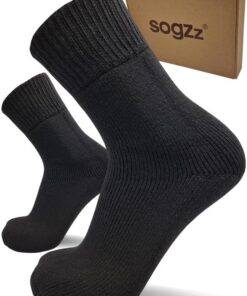 SOGZZ Chaussettes Diabétiques Hiver FX Pro Lot de 2 Paires Chaudes Unisexes en Laine de Mouton Qualité Supérieure pour D