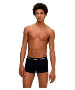 HUGO Hommes Trousers Trunk Triplet Pack Lot de Trois Boxers Courts en Coton Stretch avec Taille Logotée pour Hommes en S