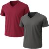 ALRRGPB Lot de 2 T-Shirts à Col en V pour Homme - Coton Peigné, Coupe Athlétique, Idéal pour le Sport