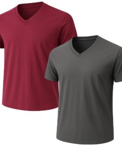 ALRRGPB Lot de 2 T-Shirts à Col en V pour Homme - Coton Peigné, Coupe Athlétique, Idéal pour le Sport
