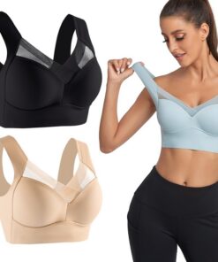 FAIRZ Lot de 2 soutiens-gorge correcteurs de posture sans fil femme confortable respirant corset ajustable 3D forme bron