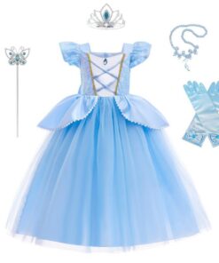 Lito Angels Robe de Princesse Cendrillon Costume avec Couronne Accessoires pour Fille Preisensible Taille 2-10 ans