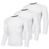 Chemise de compression AMZSPORT à manches longues pour hommes - Paquet de 3 - T-shirt de course respirant