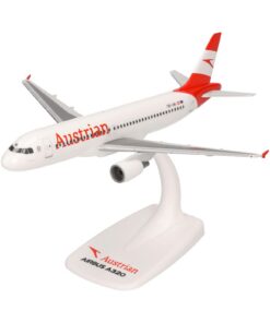 Herpa Maquette Avion Airbus A320 Austrian Airline - Collectionneur, Modèle Snap-fit Échelle 1/200, Supports Inclu