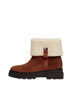 Tommy Hilfiger Bottes mi-Hautes en Faux Fourrure et Suede pour Femme - Chauffe les Pieds en Hiver - Mode Chic - Taille U