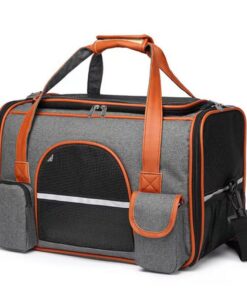 Sac de Transport Gris pour Chat 45x28x25cm - Sac àDos Portable pour Voyage - Tapis en Flanelle - Tissu Respirant - Convi
