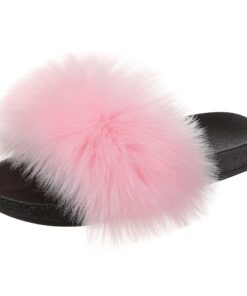 Hitopteu Pantoufles Peluche Fourrure Femmes Boutique d'été Bout Ouvert Faux Fourrure Cherches
