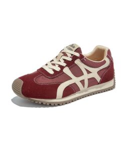 Baskets à plateforme en cuir PU femmes extra-épaisses pour la marche et le running automne en mode rétroComfortables