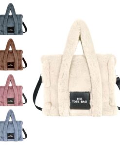 Sac À Main Aucuu Femme en Peluche pour l'Hiver Moelleux et Fourre-Tout