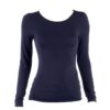Charmoni Pull Sous Pull Femme Bleu Marine - Léger et Extensible - Taille Unique T38 - Col Rond Manches Longues