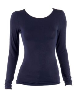 Charmoni Pull Sous Pull Femme Bleu Marine - Léger et Extensible - Taille Unique T38 - Col Rond Manches Longues