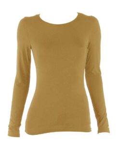 Charmoni Pull sous Pull Femme Camel - Col Rond - Léger et Extensible - Taille Unique T38