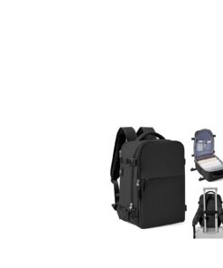 HPLQQ Sac à Dos Bagage Cabine pour Ryanair - 40x20x25 Étanche Grand Capacité Sous Siège Femme Homme Noir V1