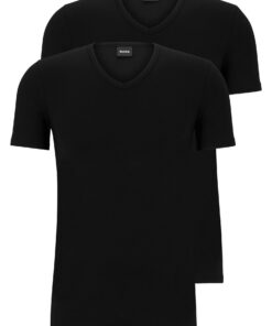 BOSS Lot de 2 T-Shirts Modernes pour Homme en Noir, Taille M, Élégance et Confort pour le Week-End