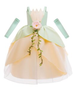 Robe Princesse Grenouille Lito Angels pour Filles Taille 2 à 12 Ans - Accessoires Amovibles Carnaval Anniversaire Hallow