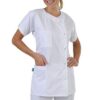 Yowein Blouse médicale Col Rond Mêlant Blanc Pressions inoxydables Lavage Machine 90 degrés