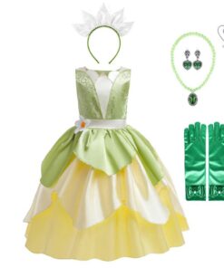 Robe de princesse Tiana vert pour enfant fille de 4 à 9 ans | Lito Angels Costumes