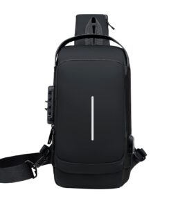 Aucuu Antivol Sac Poitrine Affaires Hommes Imperméable Verrou Mot Passe USB Chargement