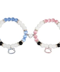Bracelet magnétique Hifot pour couple amoureux Kitty d'amitié fille argent connecté femme homme meilleur ami Saint Valen