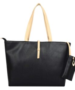 Sac à bandoulière grande pratique pour femmes - Noir - Mini portefeuille inclus