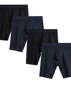 Nuofengkudu Homme Lot de 4 Longs Boxers Sans Couture Stretch Caleçon Sous-Vêtement Doux Coton - Taille Unique - Confort