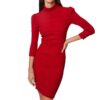 Robe Pull Ajustée à Col Roulé pour Femme - Élégante, Doublée et Confortable