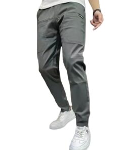 Pantalon cargo Vogany confortable pour homme en gris, grande capacité de stockage et haute élasticité, 48