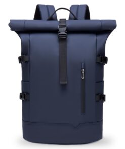 Sac à dos homme étanche 33L extensible PC portable 15,6 pouces pour travail et randonnée - Bleu Sac à dos étanche pour