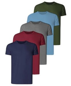 Flintronic T-Shirts pour Hommes en Coton, Pack de 5 Kol Rond, Super Doux et Confortable, Idéal pour la Mode quotidienne