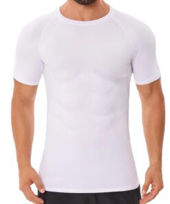 Compression T-Shirt Donason Homme Musculation Séchage Rapide Athlétique Fitness Gym Manches Courtes