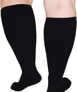 Chaussures de compression grande taille 20-30mmhg extra-large hommes et femmes bas jusqu'aux genoux cycle de soutien