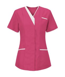 HAOLEI Blouse Médicale Professionnelle pour Femme Col en V Manche Courte Infirmière et Esthéticienne À Porter au Travail
