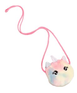 Veemoon Pochette Bandoulière Licorne en Peluche Multicolore Réglable pour Filles Usage Quotidien