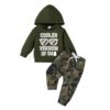 Vêtements Bébé Garçon Manches Longues Imprimé Lettre Sweat à Capuche Tops+ Pantalon 2Pcs Ensemble Automne Printemps Tenu