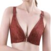 Minetom Femme Soutien-Gorge Fermeture Devant Push Up Brasière Dentelle FloraleComfortableSans Armature