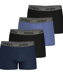 Athena Boxer Lot de 4 Homme - Confort et Élégance en Coton Bio - Idéal pour le Sport et la Daily Wear - 38-42