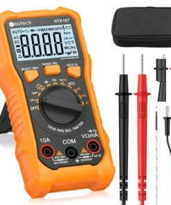 Neoteck Multimètre Numérique 2000 Comptages - Testeur AC/DC NCV Température - 600V 10A Orange