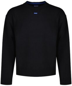 HUGO Hommes San Casey-CP Pull Relaxed Bleu Carolle Logoté pour Occasions Formelles et Informelles