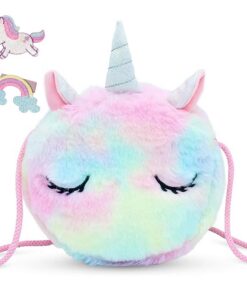 Voarge Sac à bandoulière Licorne pour Filles, Rose Bleu, Bleu (Polvo Azul), S