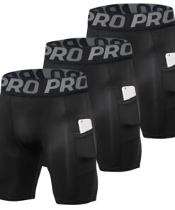 YUSHOW Short de Compression Homme Séchage Rapide Anti Frottementavec Poche