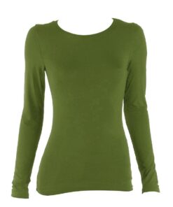 Charmoni Pull sous Pull Femme Kaki - Col Rond Manches Longues - Taille Unique 42 - Léger et Extensible