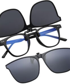 IKOPFLN Lunettes de Soleil Polarisées - Surlunettes Femmes Hommes Noir | Clip Solaire pour Lunettes Vue | Protection Opt