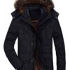 Manteau FTCayanz Homme Hiver Amovible Capuche Blouson Casual Outdoor Fourrure Chaud
