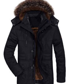 Manteau FTCayanz Homme Hiver Amovible Capuche Blouson Casual Outdoor Fourrure Chaud