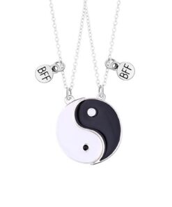 Collier d'Amitié Hifot pour 2 Filles, Chaine Argent Séparée, Collier Yin Yang Pour Sœurs, Cadeau Anniversaire