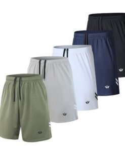 Shorts de sport fojdtaa Lot de 5 pour homme - poches et taille élastique, séchage rapide - course à pied