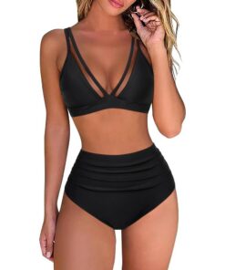 HSAJS Maillot de Bain Femme Push up Triangle Taille Haute Sculptant Gainant Femmes Beachwear