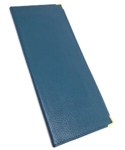 Charmoni - Pochette Porte chéquier Longue en Cuir - Femmes - Travail - Fonctionnelle et Organisée (Cuir, Bleu Grise) C