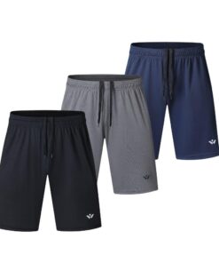 BSRPOLRY Lot de 3 shorts de course à pied avec deux poches à séchage rapide pour runners en entraînement intensif et jog